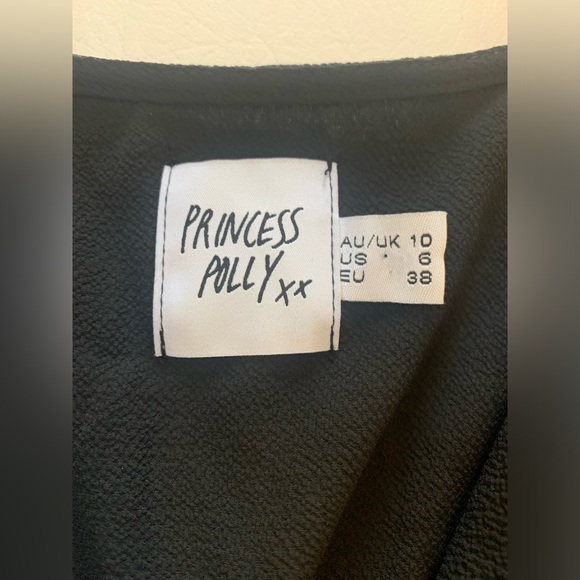 Princess Polly black jumper romper tie front, women’s size 6, elastic waist (Q) - Picture 6 of 9